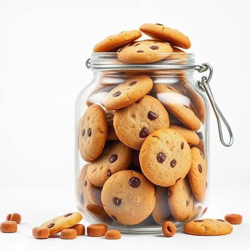 Un bocal rempli de cookies variés, symbolisant les cookies web.